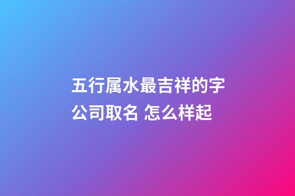 五行属水最吉祥的字公司取名 怎么样起-第1张-公司起名-玄机派